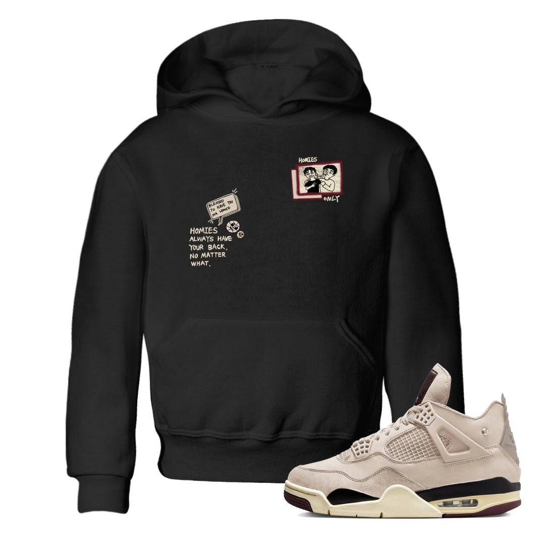 4s A Ma Maniere x Fossil Stone shirts to match jordans Homies Only sneaker match tees 4s A Ma Maniere x Fossil Stone match shoes to clothes SNRT Sneaker Tees Youth Baby Black 1 tee