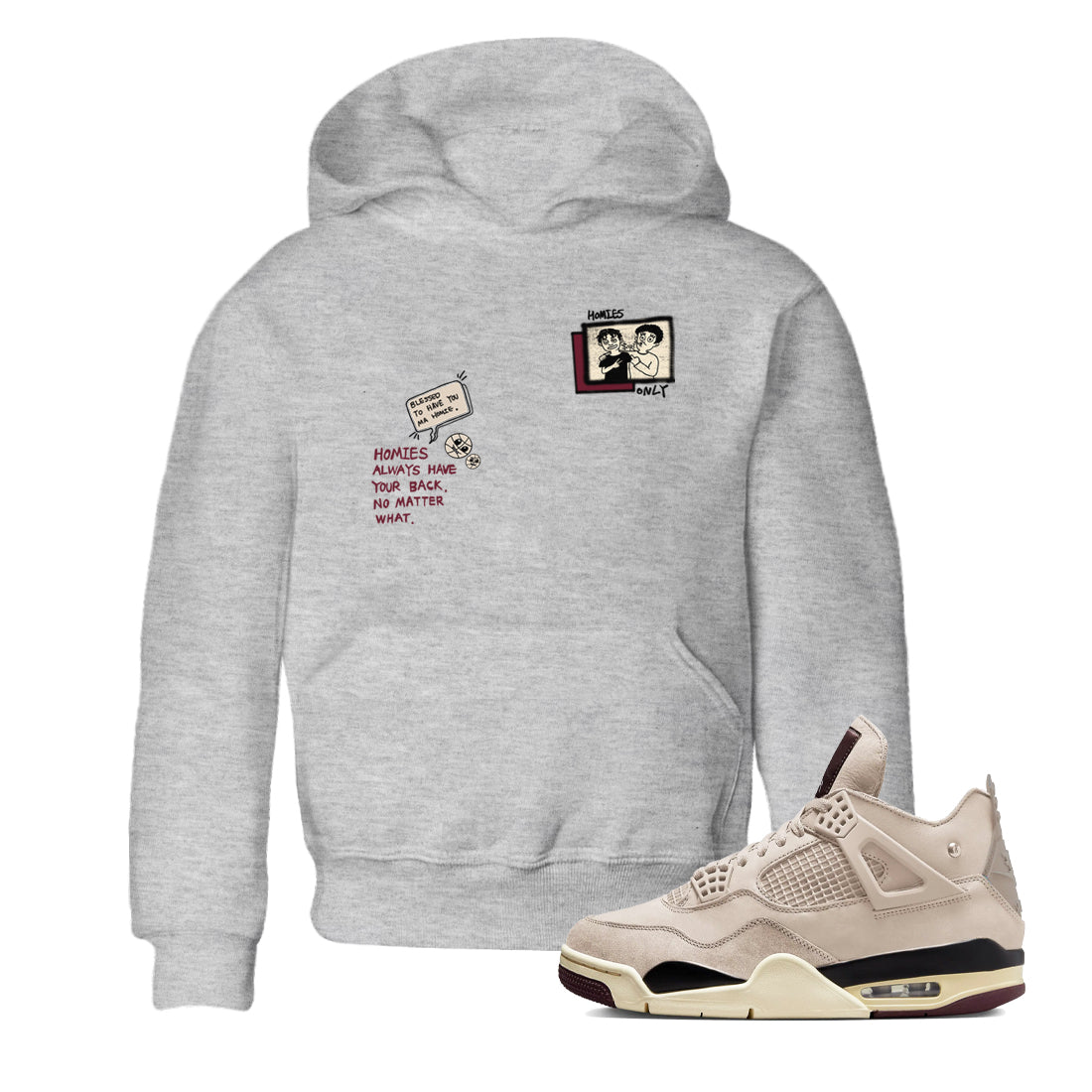 4s A Ma Maniere x Fossil Stone shirts to match jordans Homies Only sneaker match tees 4s A Ma Maniere x Fossil Stone match shoes to clothes SNRT Sneaker Tees Youth Baby Heather Grey 1 tee