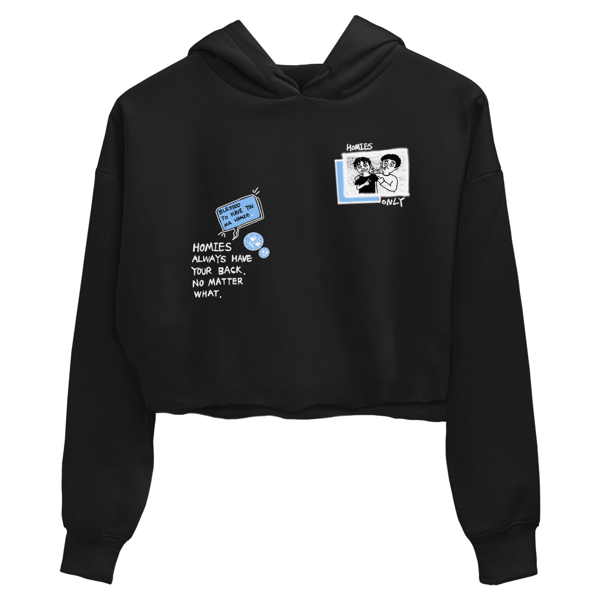 Homies Only womens crop tee made to vibe with the Air Jordan 4 Aluminum sneakers — the perfect match in Black 2.