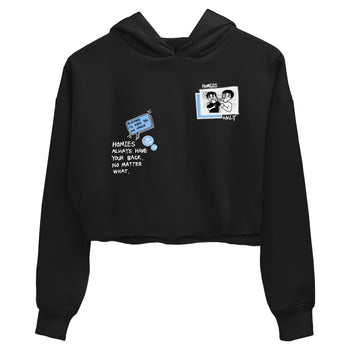 Homies Only womens crop tee made to vibe with the Air Jordan 4 Aluminum sneakers — the perfect match in Black 2.