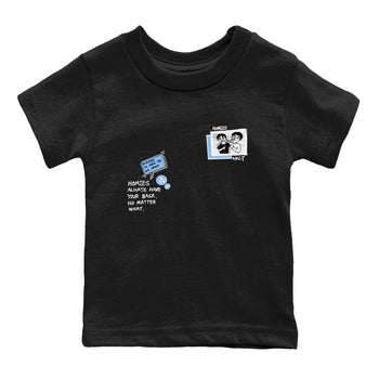 Homies Only baby and kids t-shirt crafted for little sneakerheads to shine with the Air Jordan 4 Aluminum sneakers, displayed in Black 2.