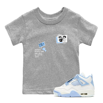 Homies Only baby and kids t-shirt crafted for little sneakerheads to shine with the Air Jordan 4 Aluminum sneakers, displayed in Heather Grey 1.