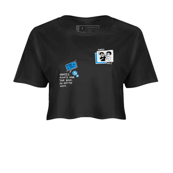 4s Military Blue shirt to match jordans Homies Only sneaker tees Air Jordan 4 Military Blue SNRT Sneaker Release Tees Black 2 crop length shirt