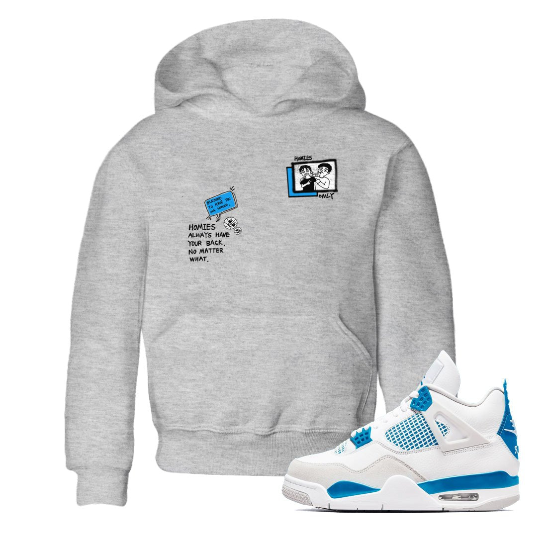4s Military Blue shirt to match jordans Homies Only sneaker tees Air Jordan 4 Military Blue SNRT sneaker release tees baby toddler Heather Grey 1 cotton Shirt