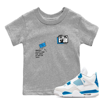 4s Military Blue shirt to match jordans Homies Only sneaker tees Air Jordan 4 Military Blue SNRT sneaker release tees baby toddler Heather Grey 1 cotton Shirt