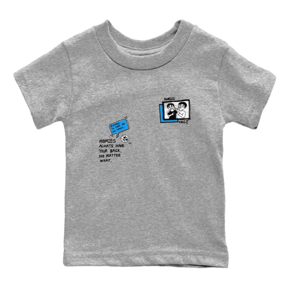 4s Military Blue shirt to match jordans Homies Only sneaker tees Air Jordan 4 Military Blue SNRT sneaker release tees baby toddler Heather Grey 2 cotton Shirt