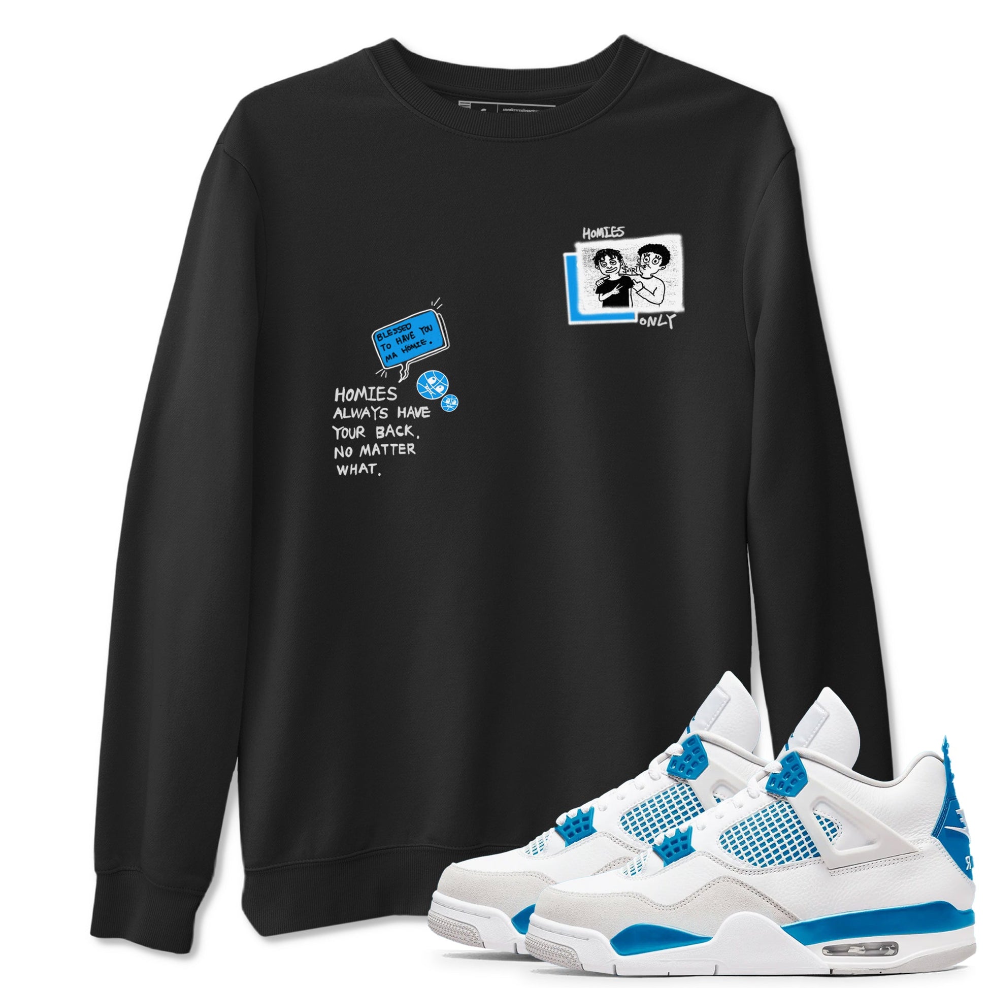 4s Military Blue shirt to match jordans Homies Only sneaker tees Air Jordan 4 Military Blue SNRT Sneaker Release Tees unisex cotton Black 1 crew neck shirt