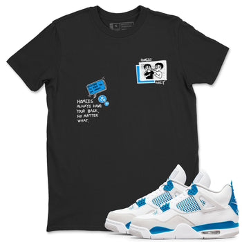 4s Military Blue shirt to match jordans Homies Only sneaker tees Air Jordan 4 Military Blue SNRT Sneaker Release Tees unisex cotton Black 1 crew neck shirt