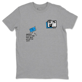 4s Military Blue shirt to match jordans Homies Only sneaker tees Air Jordan 4 Military Blue SNRT Sneaker Release Tees unisex cotton Heather Grey 2 crew neck shirt