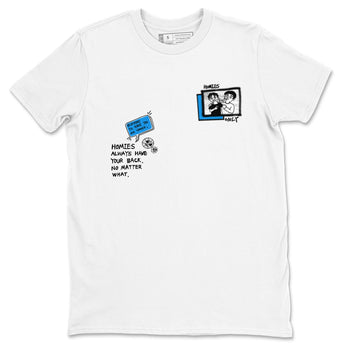 4s Military Blue shirt to match jordans Homies Only sneaker tees Air Jordan 4 Military Blue SNRT Sneaker Release Tees unisex cotton White 2 crew neck shirt