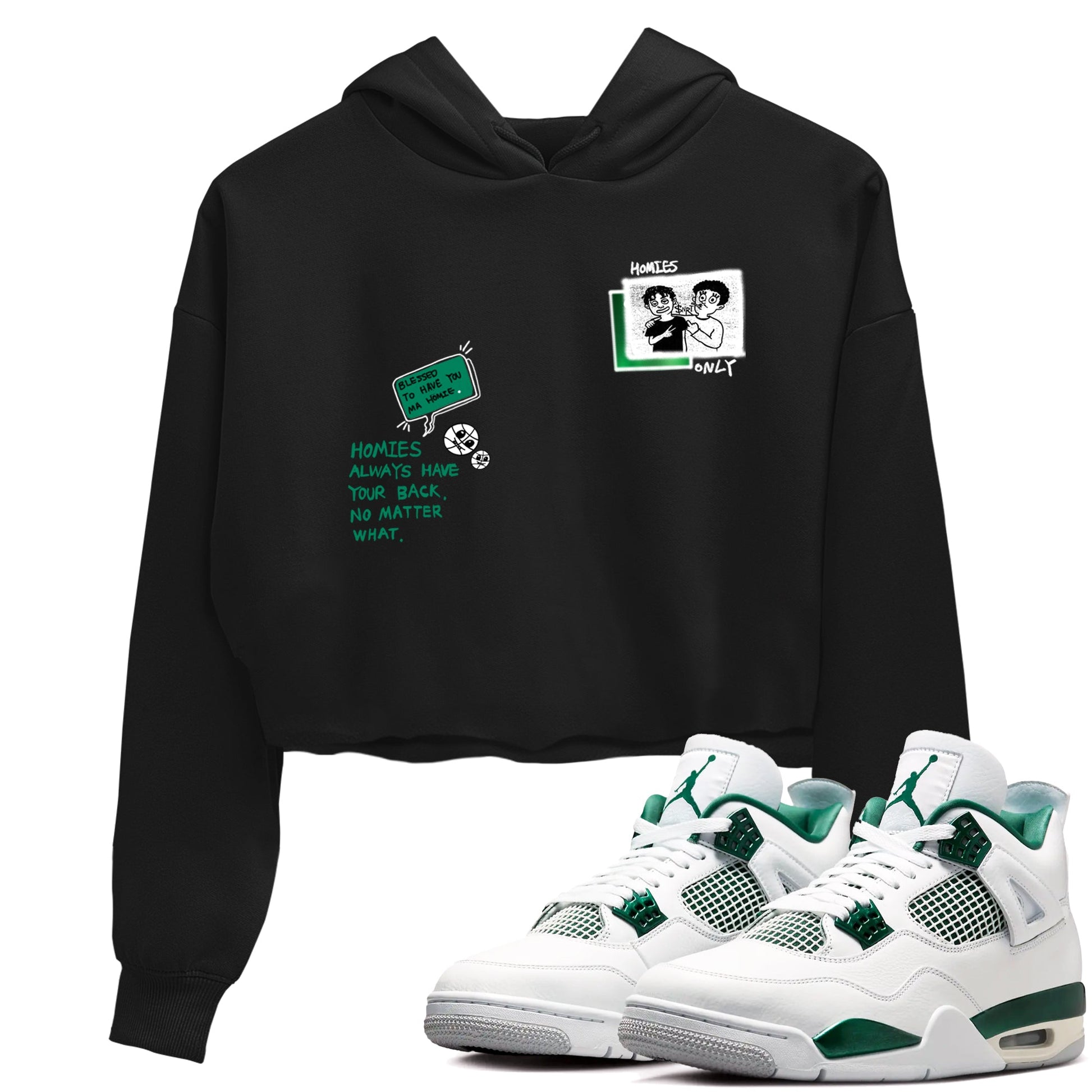 4s Oxidized Green shirts to match jordans Homies Only sneaker match tees Air Jordan 4 Oxidized Green SNRT Sneaker Tees streetwear brand Black 1 crop tee