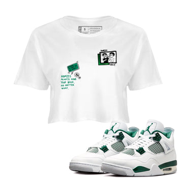 4s Oxidized Green shirts to match jordans Homies Only sneaker match tees Air Jordan 4 Oxidized Green SNRT Sneaker Tees streetwear brand White 1 crop tee