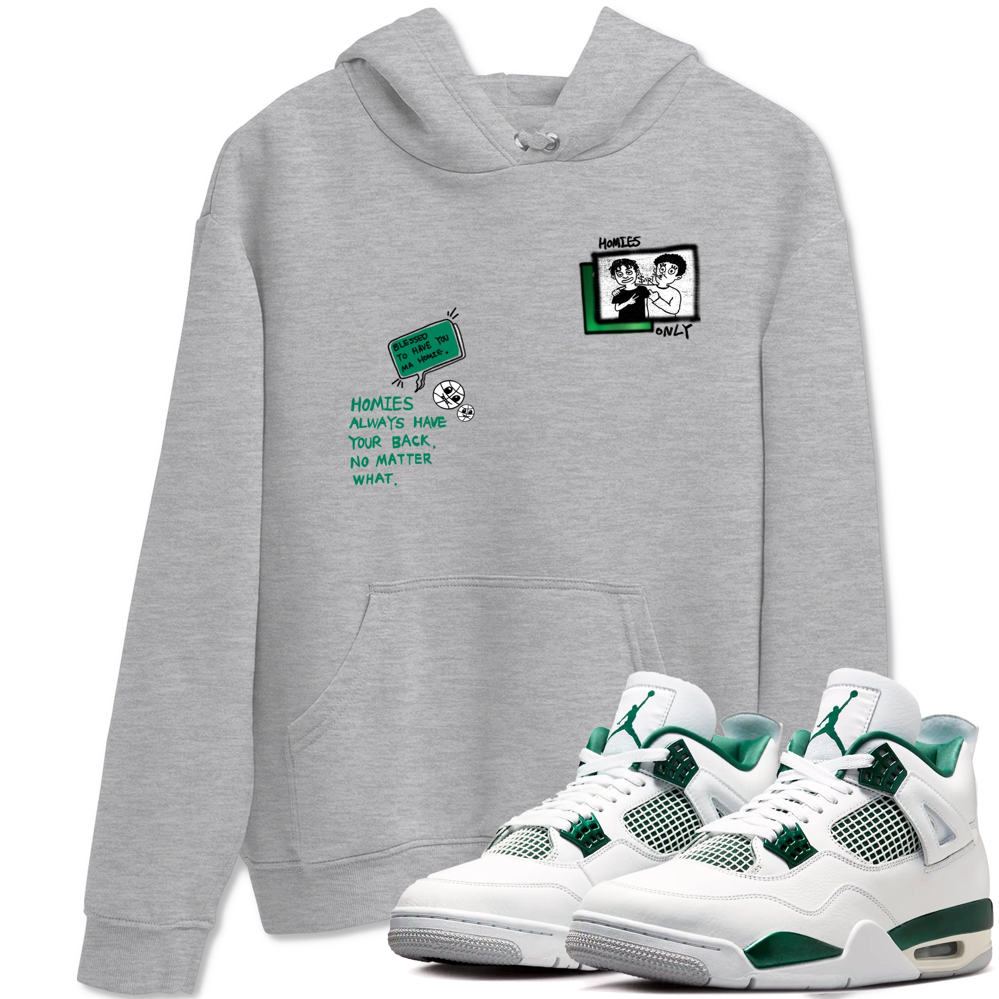 4s Oxidized Green shirts to match jordans Homies Only sneaker match tees Air Jordan 4 Oxidized Green SNRT Sneaker Tees streetwear brand Heather Grey 1 unisex cotton tee