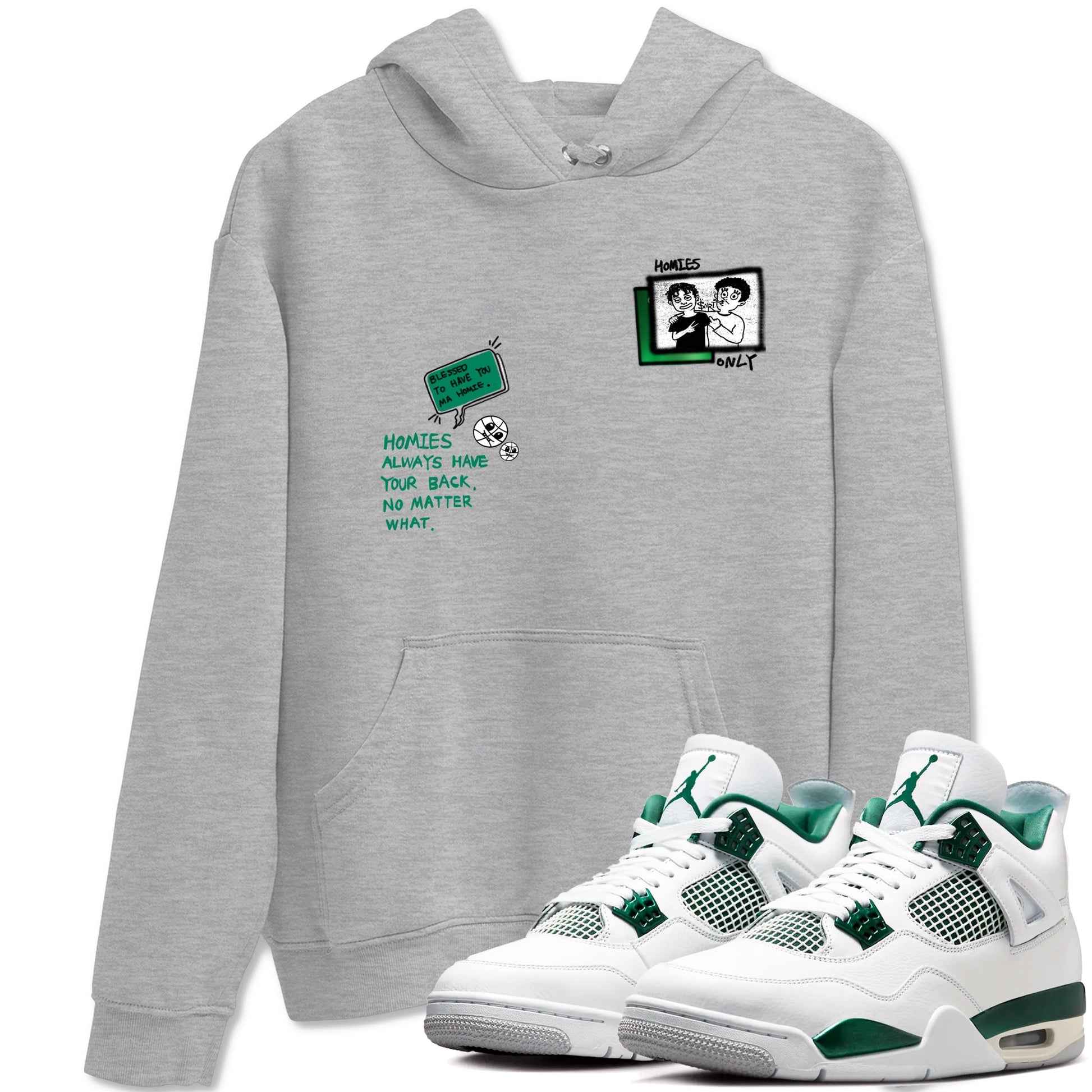 4s Oxidized Green shirts to match jordans Homies Only sneaker match tees Air Jordan 4 Oxidized Green SNRT Sneaker Tees streetwear brand Heather Grey 1 unisex cotton tee