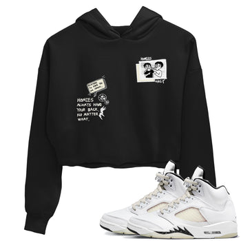 AJ5 Sail shirt to match jordans Homies Only sneaker tees Air Jordan 5 Sail SNRT Sneaker Release Tees Black 1 crop length shirt