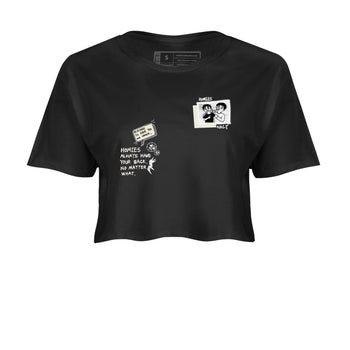 AJ5 Sail shirt to match jordans Homies Only sneaker tees Air Jordan 5 Sail SNRT Sneaker Release Tees Black 2 crop length shirt