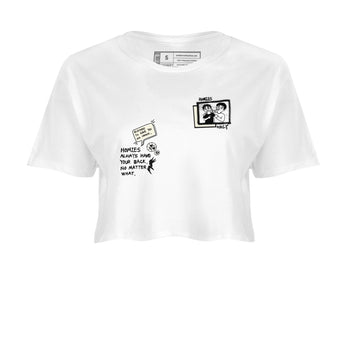 AJ5 Sail shirt to match jordans Homies Only sneaker tees Air Jordan 5 Sail SNRT Sneaker Release Tees White 2 crop length shirt