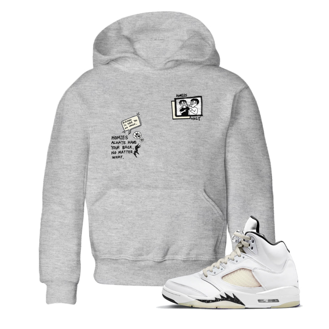 AJ5 Sail shirt to match jordans Homies Only sneaker tees Air Jordan 5 Sail SNRT sneaker release tees baby toddler Heather Grey 1 cotton Shirt