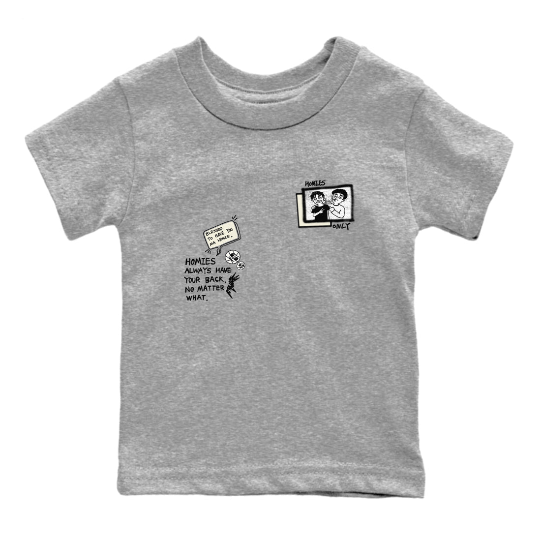 AJ5 Sail shirt to match jordans Homies Only sneaker tees Air Jordan 5 Sail SNRT sneaker release tees baby toddler Heather Grey 2 cotton Shirt