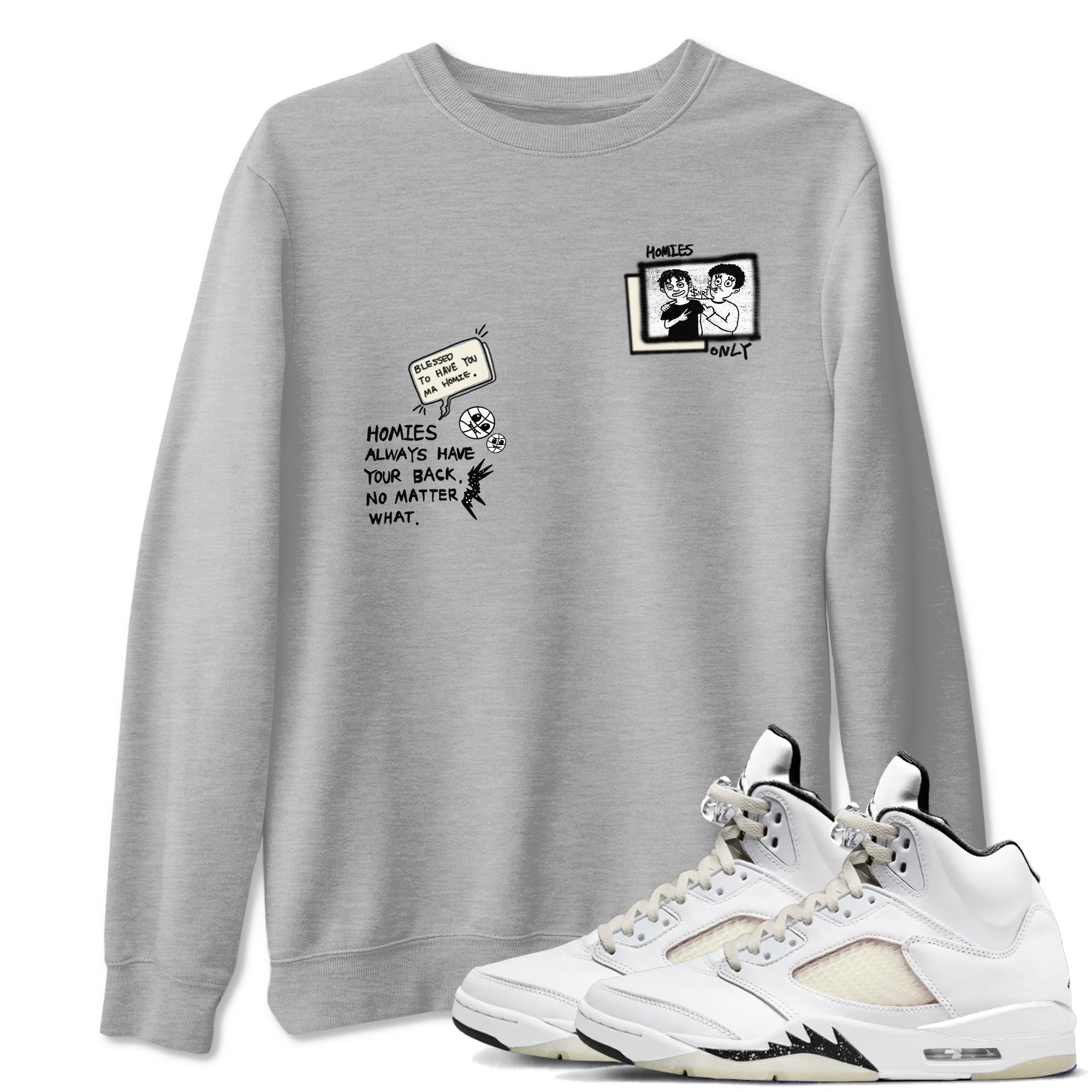 AJ5 Sail shirt to match jordans Homies Only sneaker tees Air Jordan 5 Sail SNRT Sneaker Release Tees unisex cotton Heather Grey 1 crew neck shirt