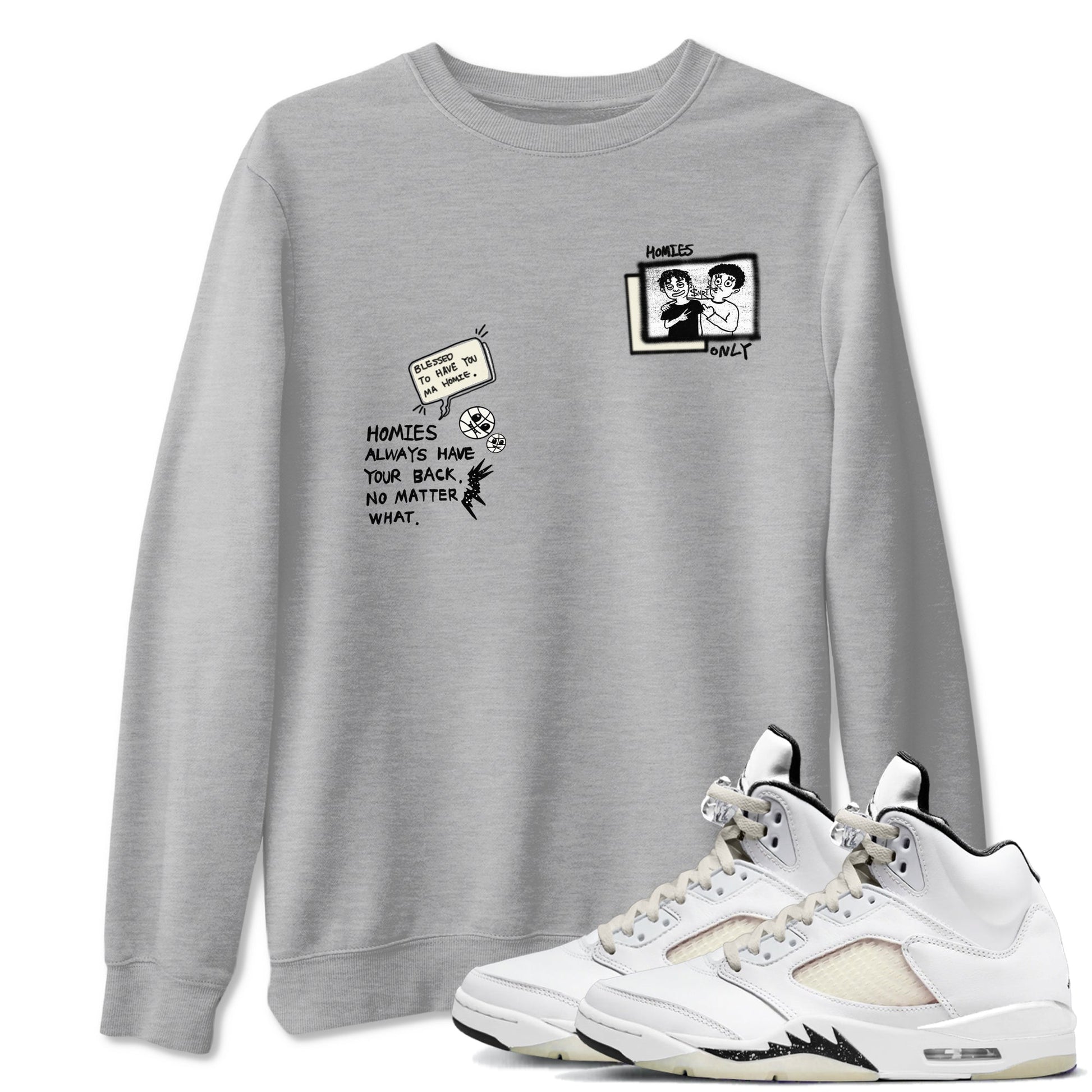 AJ5 Sail shirt to match jordans Homies Only sneaker tees Air Jordan 5 Sail SNRT Sneaker Release Tees unisex cotton Heather Grey 1 crew neck shirt