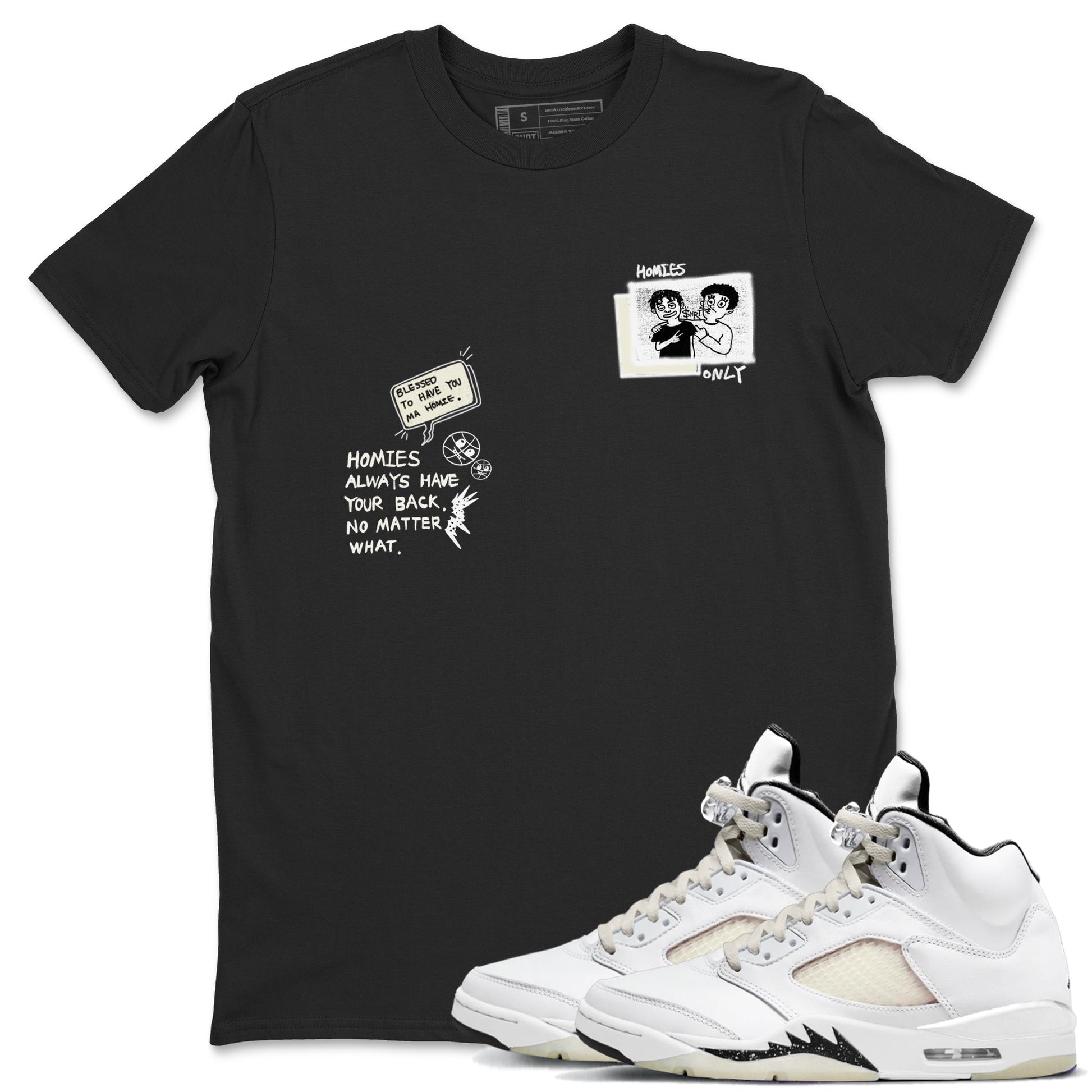 AJ5 Sail shirt to match jordans Homies Only sneaker tees Air Jordan 5 Sail SNRT Sneaker Release Tees unisex cotton Black 1 crew neck shirt
