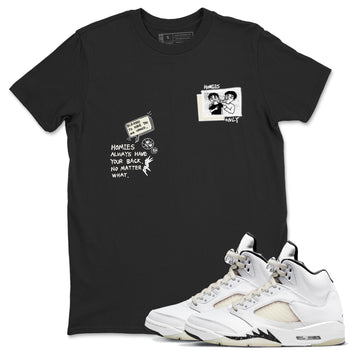 AJ5 Sail shirt to match jordans Homies Only sneaker tees Air Jordan 5 Sail SNRT Sneaker Release Tees unisex cotton Black 1 crew neck shirt
