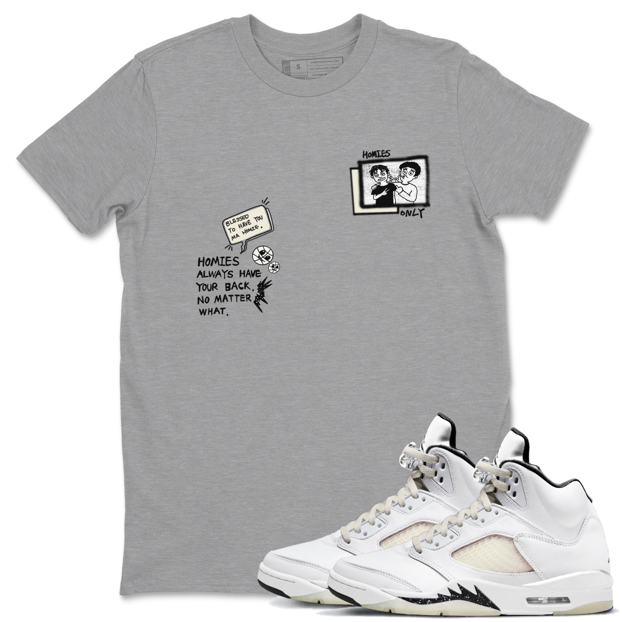 AJ5 Sail shirt to match jordans Homies Only sneaker tees Air Jordan 5 Sail SNRT Sneaker Release Tees unisex cotton Heather Grey 1 crew neck shirt