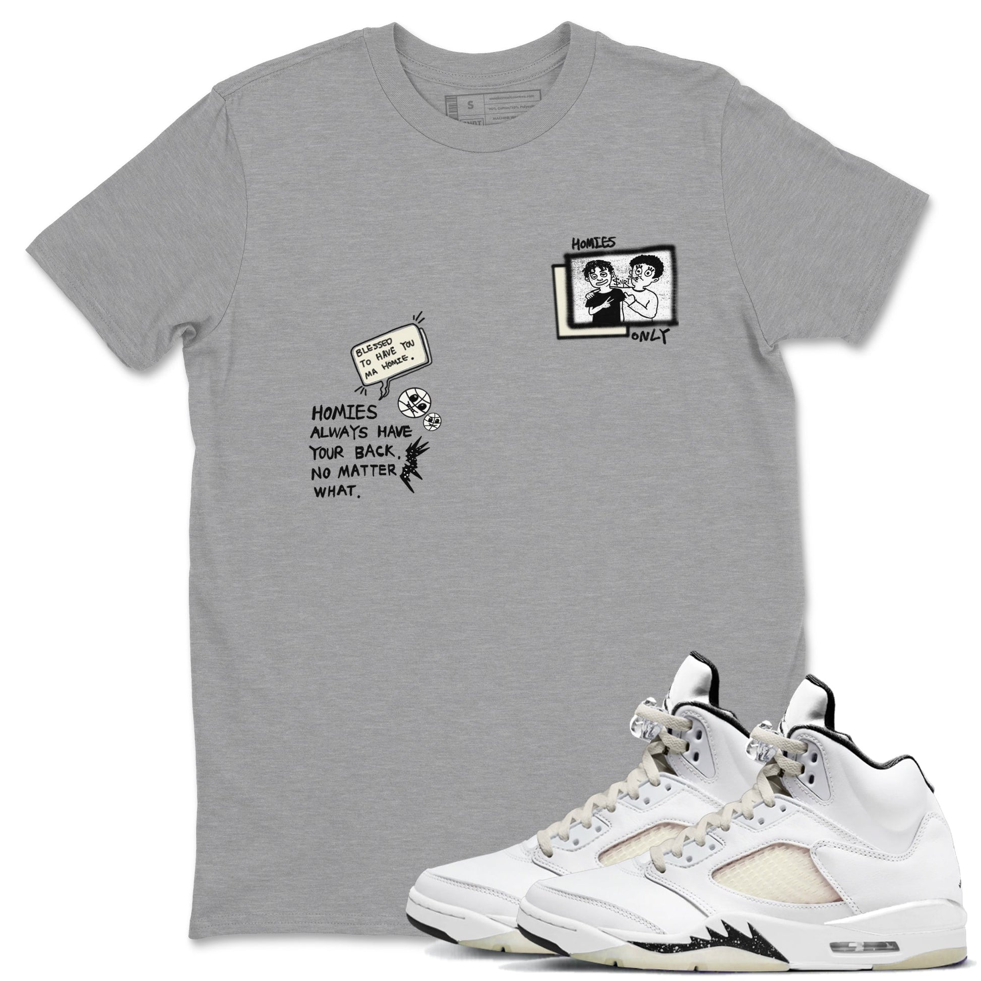 AJ5 Sail shirt to match jordans Homies Only sneaker tees Air Jordan 5 Sail SNRT Sneaker Release Tees unisex cotton Heather Grey 1 crew neck shirt