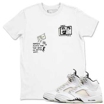 AJ5 Sail shirt to match jordans Homies Only sneaker tees Air Jordan 5 Sail SNRT Sneaker Release Tees unisex cotton White 1 crew neck shirt