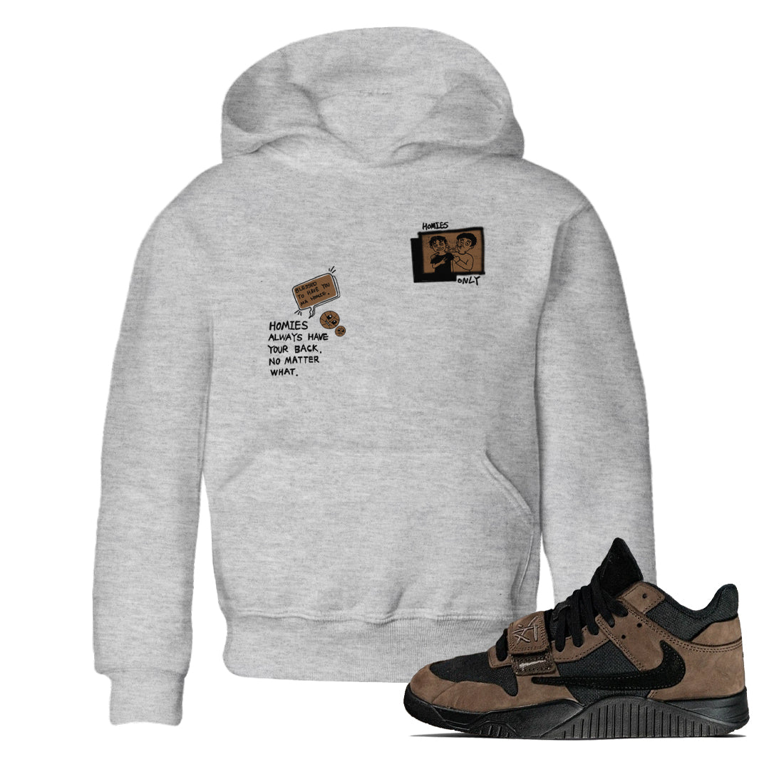 Jordan Jumpman Jack TR Travis Scott Dark Mocha shirts to match jordans Homies Only sneaker match tees Jordan Jumpman Jack Travis Scott Dark Mocha match shoes to clothes SNRT Sneaker Tees Youth Baby Heather Grey 1 tee