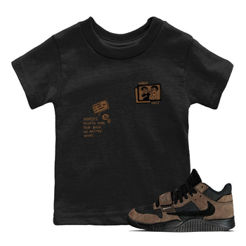 Jordan Jumpman Jack TR Travis Scott Dark Mocha shirts to match jordans Homies Only sneaker match tees Jordan Jumpman Jack Travis Scott Dark Mocha match shoes to clothes SNRT Sneaker Tees Youth Baby Black 1 tee