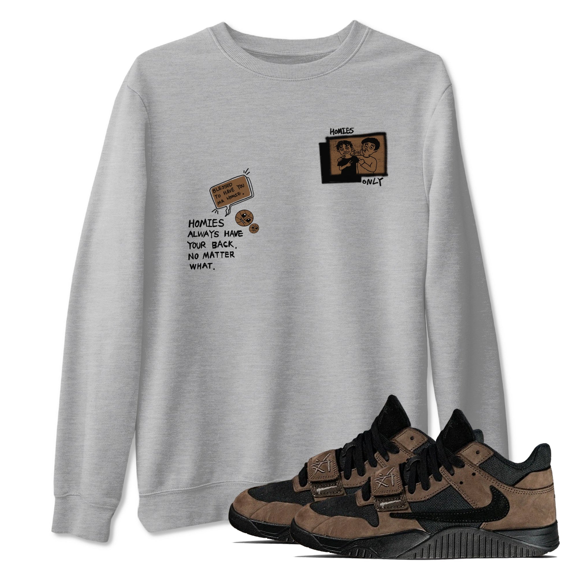 Jordan Jumpman Jack TR Travis Scott Dark Mocha shirts to match jordans Homies Only sneaker match tees Jordan Jumpman Jack Travis Scott Dark Mocha match shoes to clothes SNRT Sneaker Tees unisex cotton Heather Grey 1 shirts