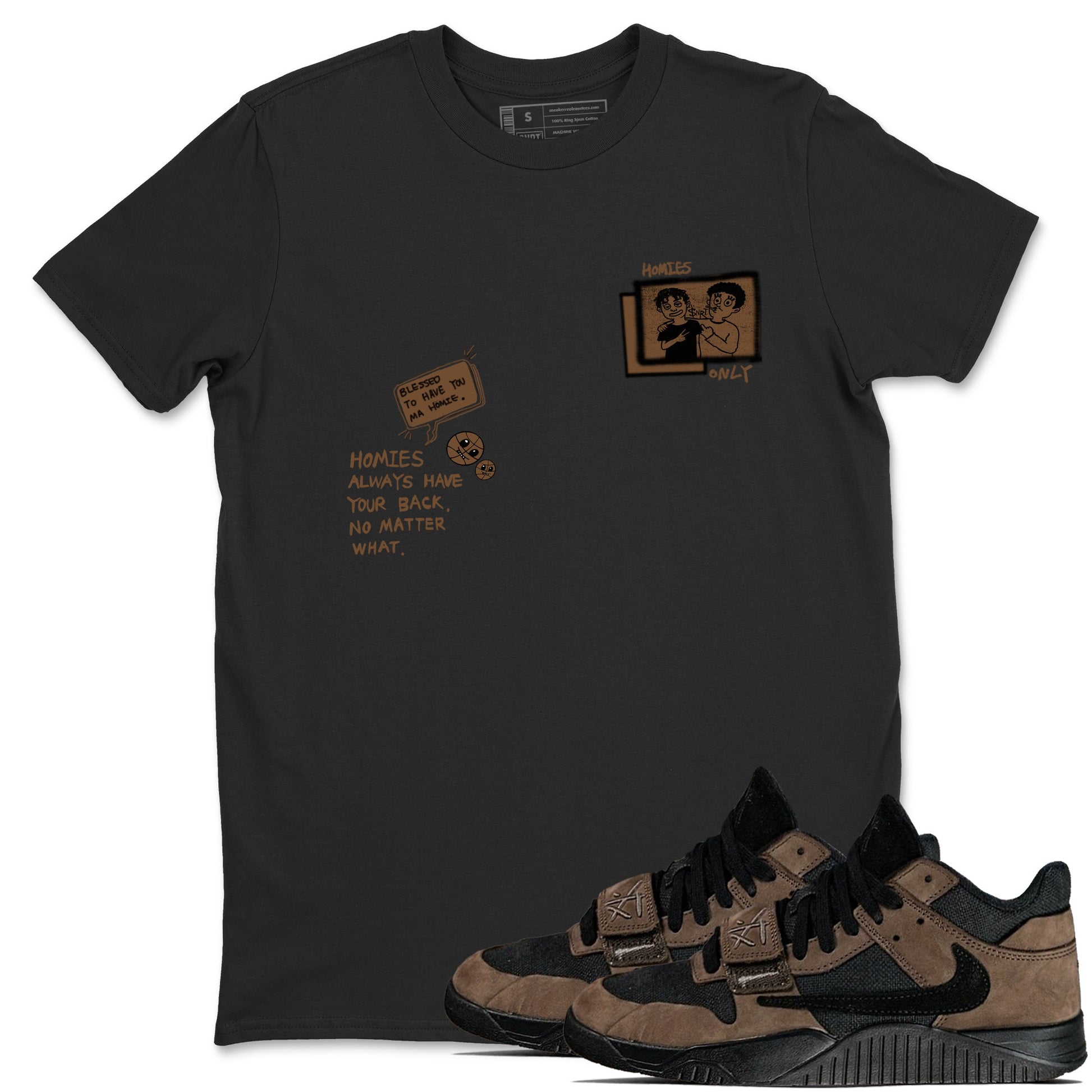 Jordan Jumpman Jack TR Travis Scott Dark Mocha shirts to match jordans Homies Only sneaker match tees Jordan Jumpman Jack Travis Scott Dark Mocha match shoes to clothes SNRT Sneaker Tees unisex cotton Black 1 shirts