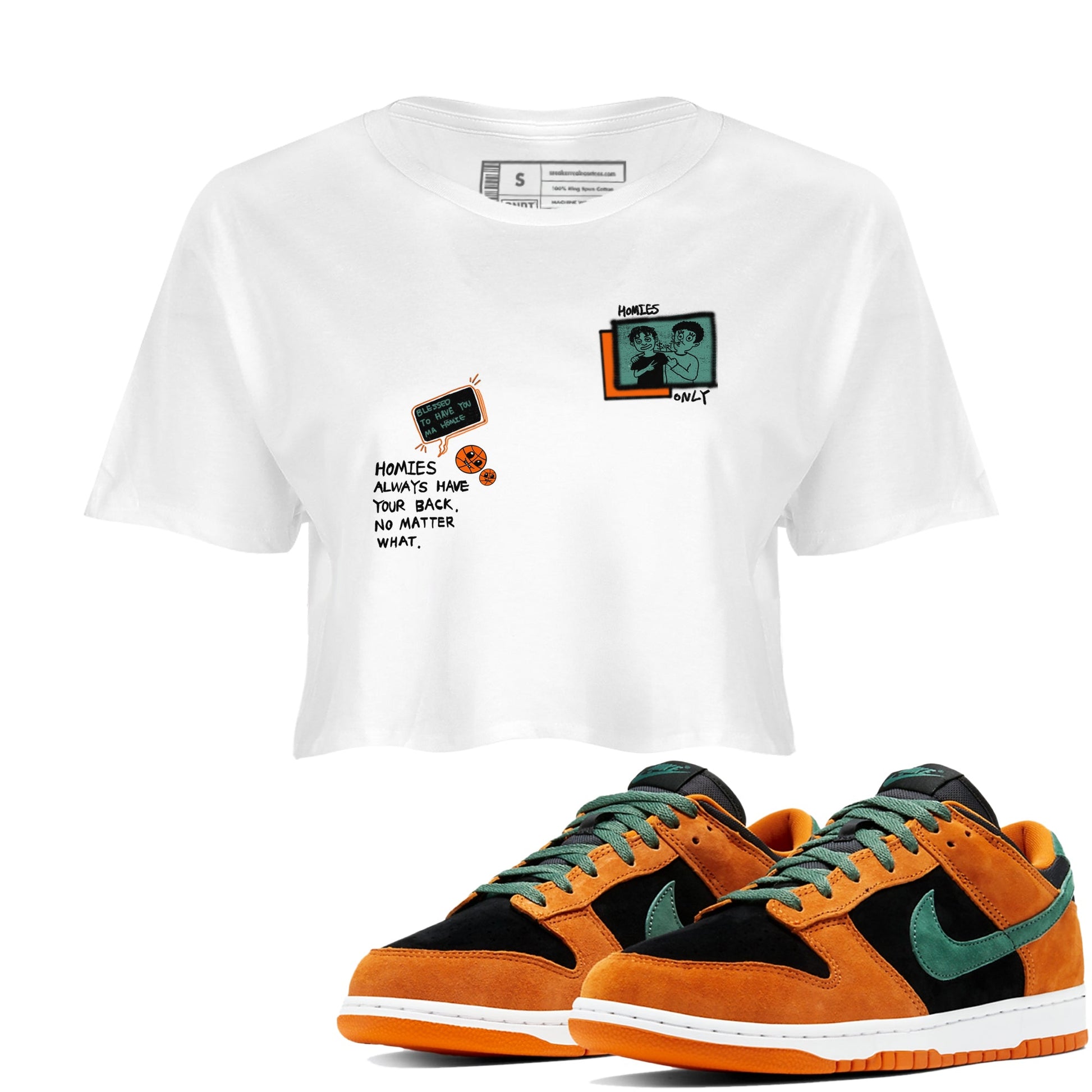 Dunk Low Ceramic shirts to match jordans Homies Only sneaker match tees Dunk Ceramic match shoes to clothes SNRT Sneaker Tees unisex cotton White 1 crop tee