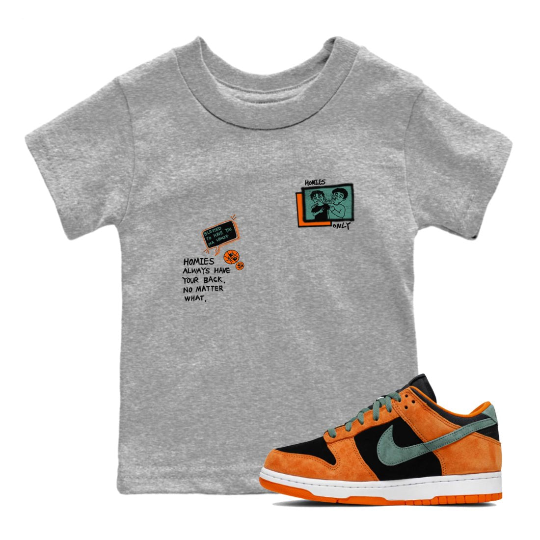 Dunk Low Ceramic shirts to match jordans Homies Only sneaker match tees Dunk Ceramic match shoes to clothes SNRT Sneaker Tees Youth Baby Heather Grey 1 tee