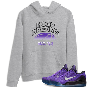 Sneaker Threads – Sneaker Tees To Match Nike KB 9 Hyper Grape – Hoop Dreams Graphic Tee Heather Grey 1. Perfect for Jordan releases 2025 colorways. Perfect for purple basketball sneaker releases and legacy-inspired colorways for 2025 hoopers.