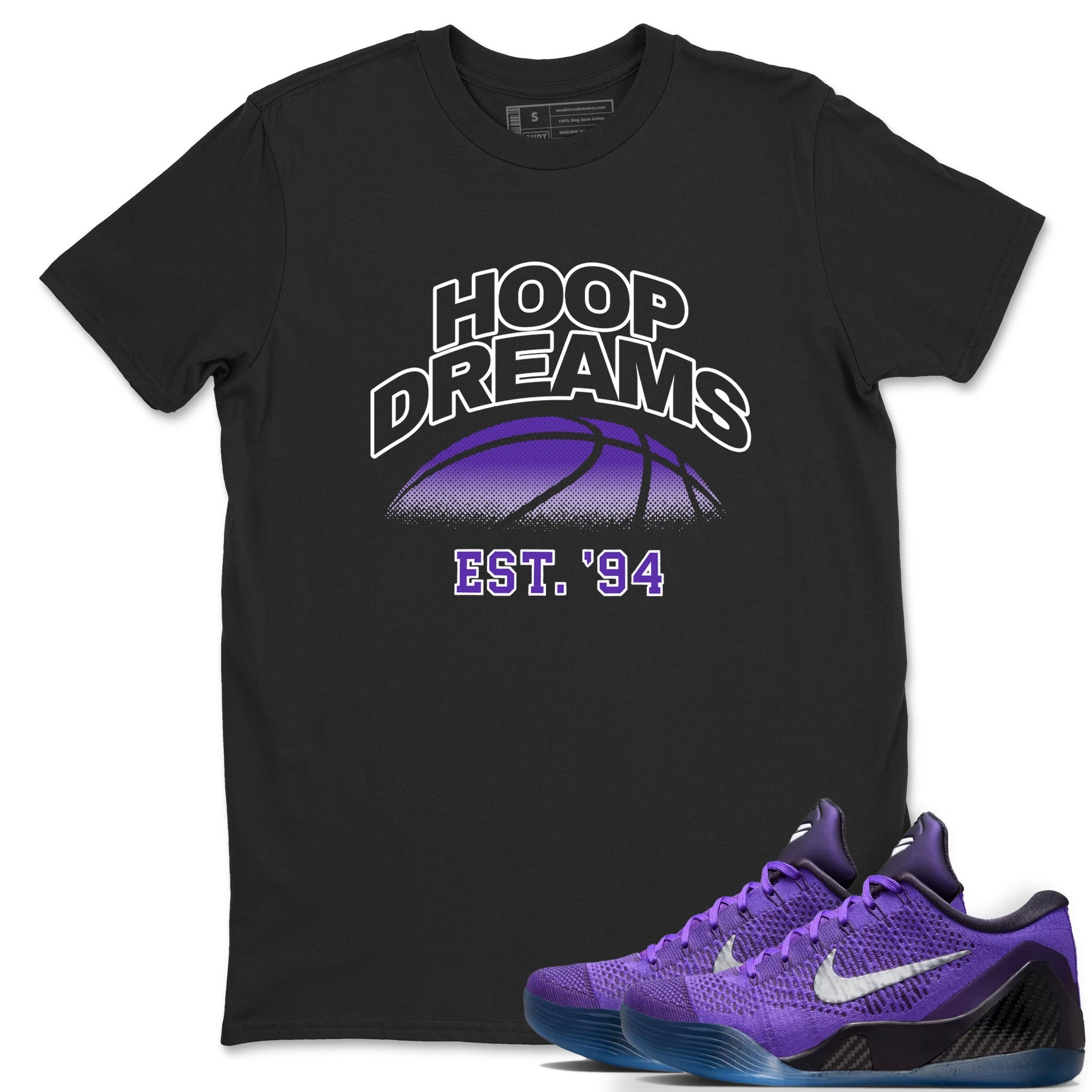 Sneaker Threads – Sneaker Tees To Match Nike KB 9 Hyper Grape – Hoop Dreams Graphic Tee Black 1. Perfect for Jordan releases 2025 colorways. Perfect for purple basketball sneaker releases and legacy-inspired colorways for 2025 hoopers.