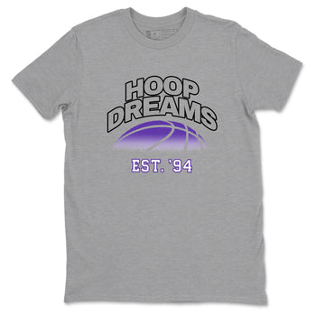 Sneaker Threads – Sneaker Tees To Match Nike KB 9 Hyper Grape – Hoop Dreams Graphic Tee Heather Grey 2. Perfect for Jordan releases 2025 colorways. Perfect for purple basketball sneaker releases and legacy-inspired colorways for 2025 hoopers.