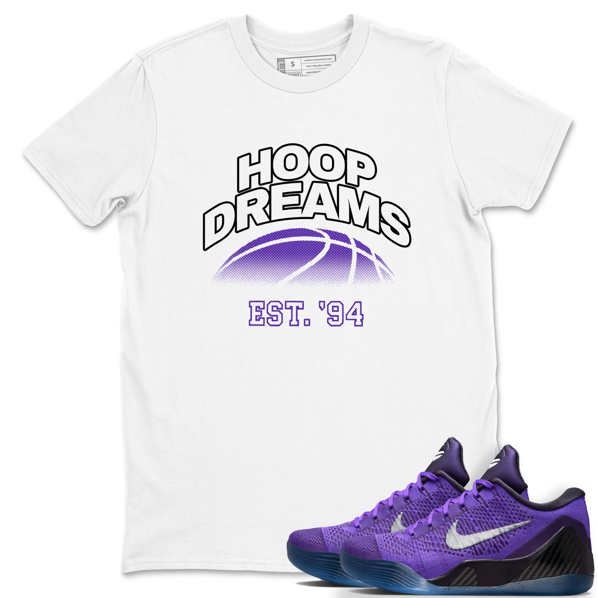 Sneaker Threads – Sneaker Tees To Match Nike KB 9 Hyper Grape – Hoop Dreams Graphic Tee White 1. Perfect for Jordan releases 2025 colorways. Perfect for purple basketball sneaker releases and legacy-inspired colorways for 2025 hoopers.