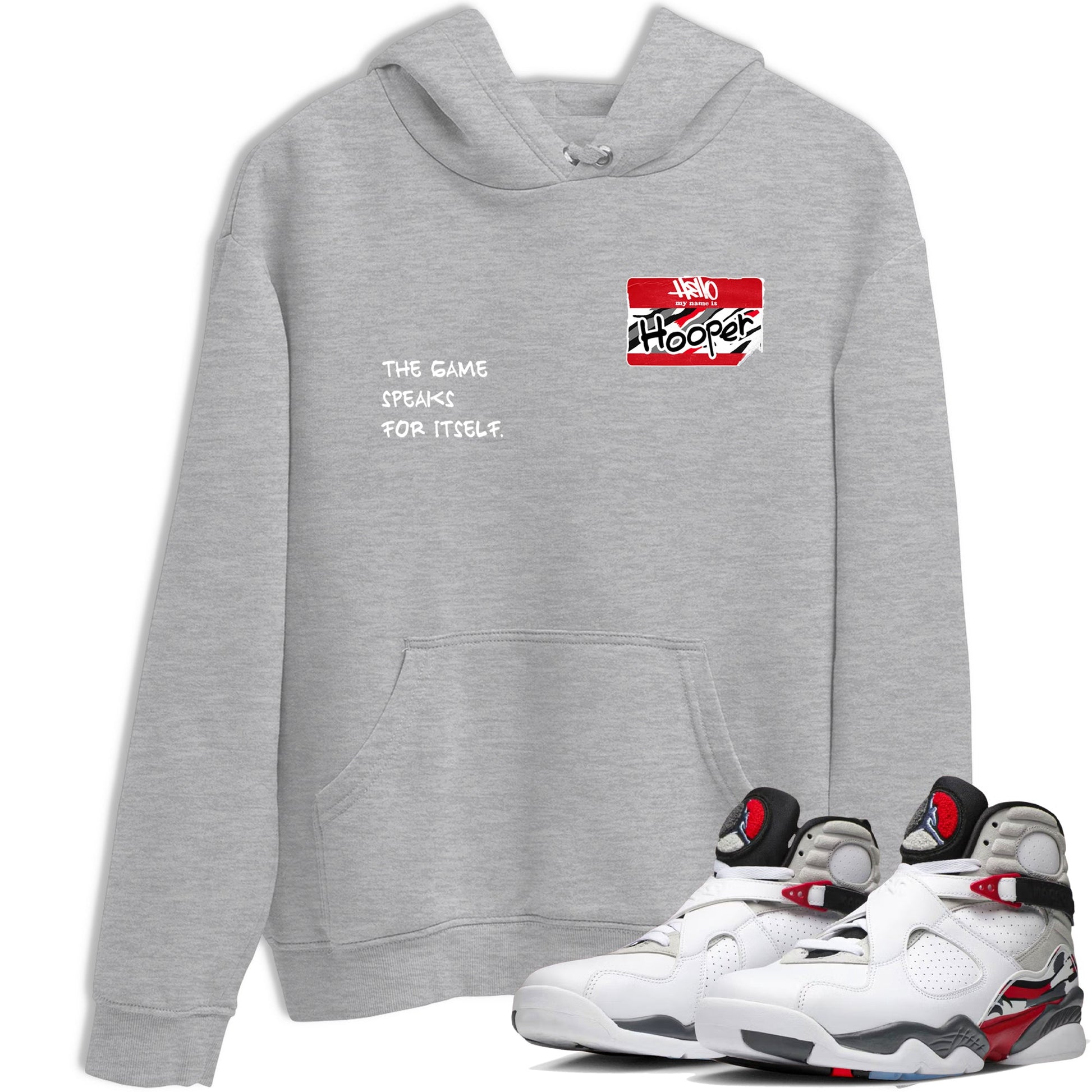 Sneaker Threads – Basketball Graphic T shirt Air Jordan 8 Bunny – Hooper Badge Graphic Tee Heather Grey 1. Perfect for Jordan releases 2025 colorways.