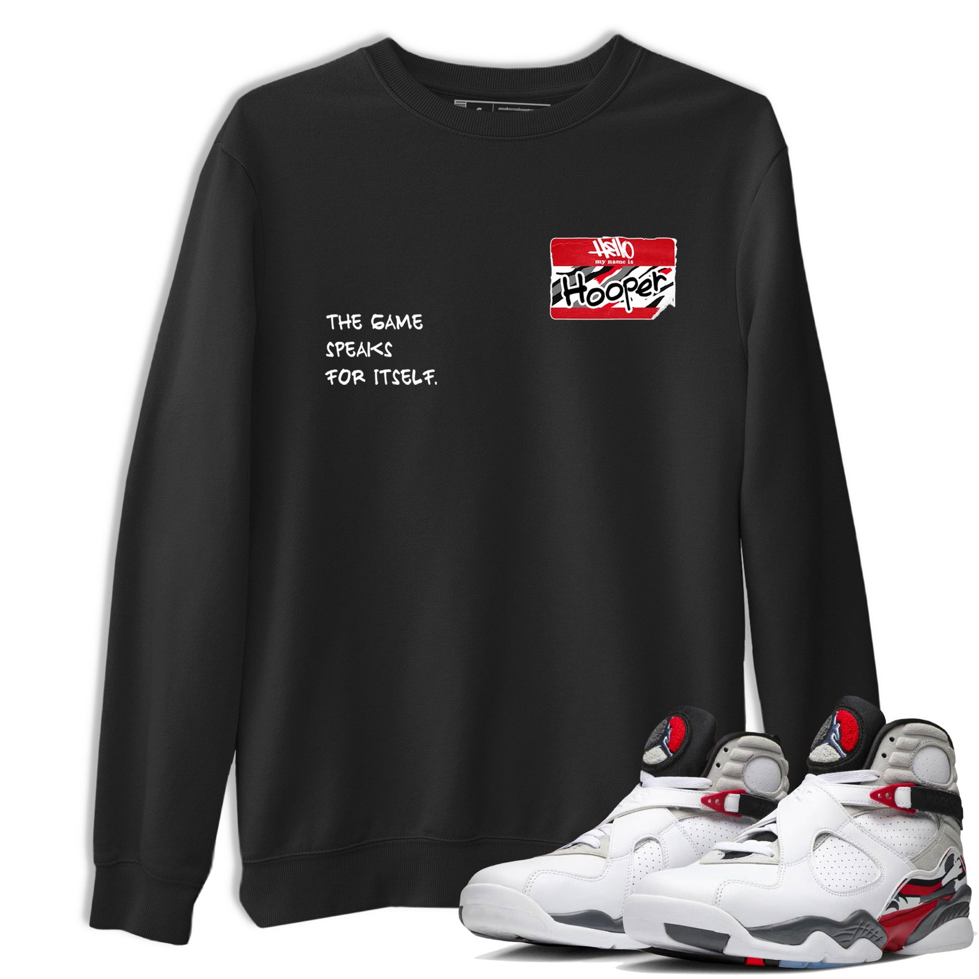 Sneaker Threads – Basketball Graphic T shirt Air Jordan 8 Bunny – Hooper Badge Graphic Tee Black 1. Perfect for Jordan releases 2025 colorways.