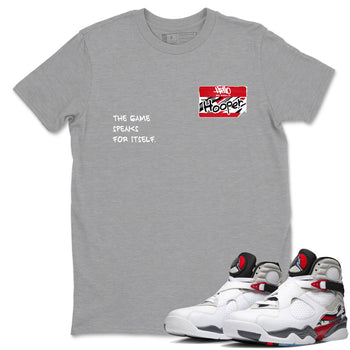 Sneaker Threads – Basketball Graphic T shirt Air Jordan 8 Bunny – Hooper Badge Graphic Tee Heather Grey 1. Perfect for Jordan releases 2025 colorways.