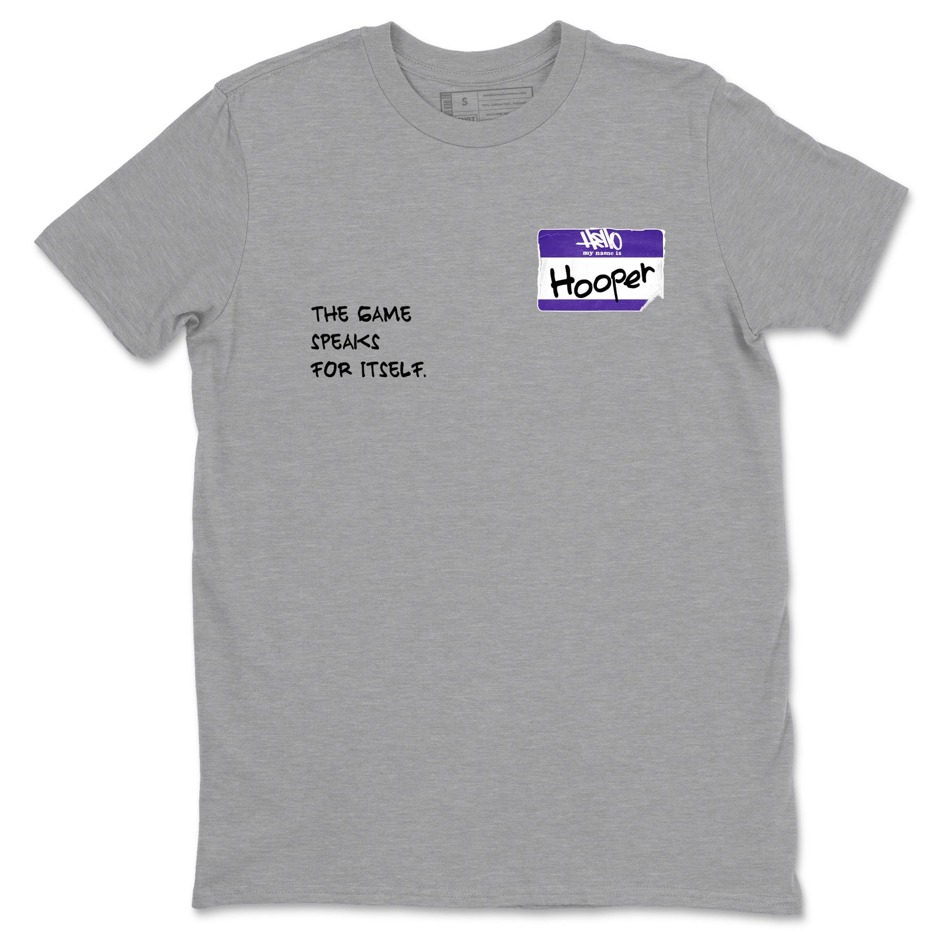 Sneaker Threads – Sneaker Tees To Match Nike KB 9 Hyper Grape – Hooper Badge Graphic Tee Heather Grey 2. Perfect for Jordan releases 2025 colorways. Perfect for purple basketball sneaker releases and legacy-inspired colorways for 2025 hoopers.