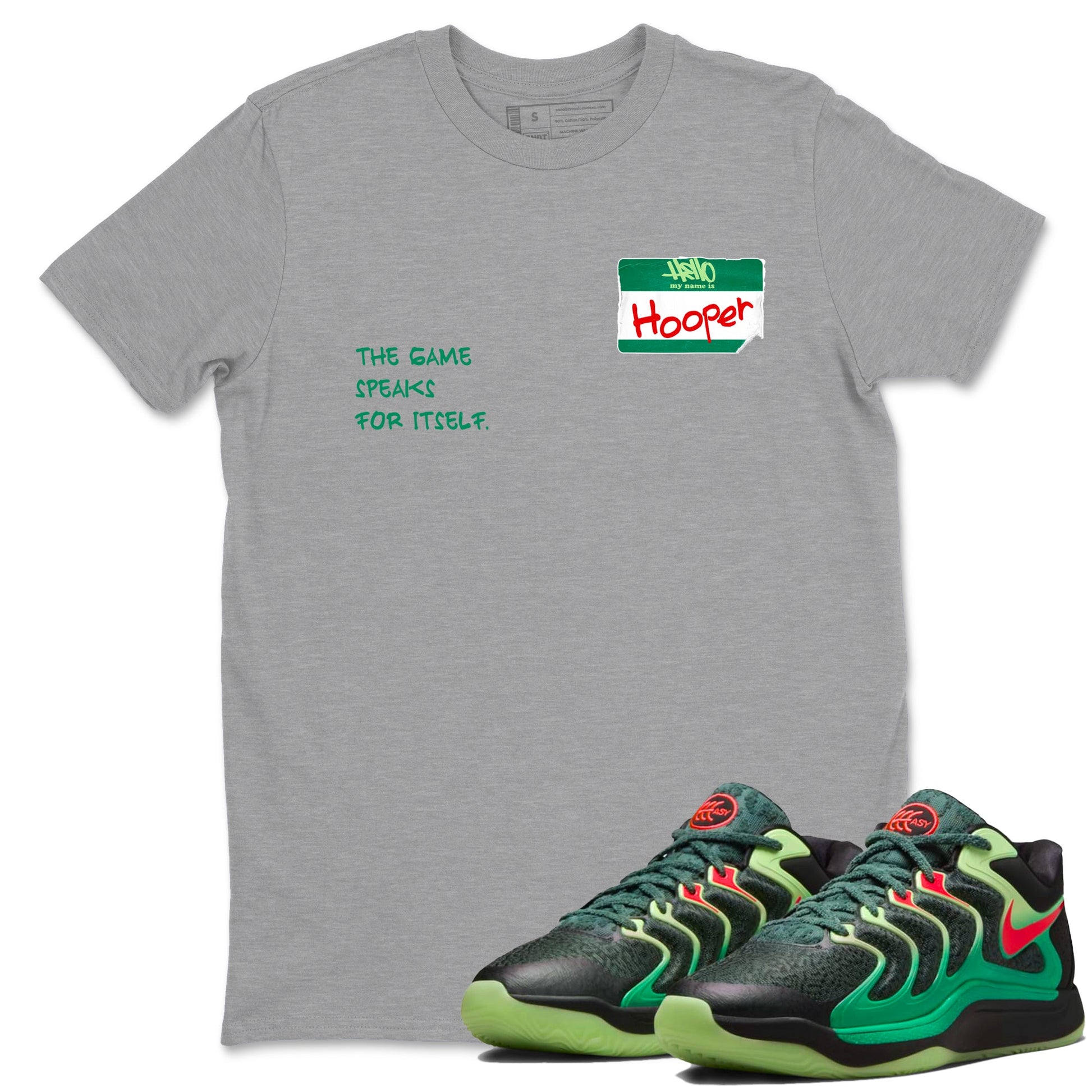 Sneaker Threads – Sneaker Tees To Match Nike KD 17 Easy Money Sniper – Hooper Badge Graphic Tee Heather Grey 1. Perfect for Jordan releases 2025 colorways. Perfect for Kevin Durant sneaker releases and Easy Money basketball colorways loved by hoopers in 2025.