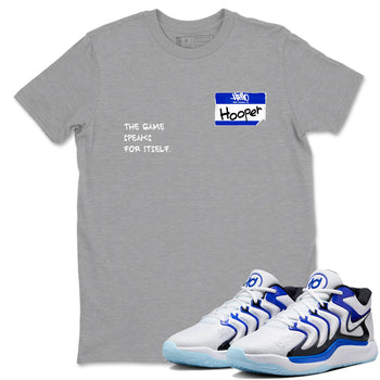 Sneaker Threads – Sneaker Tees To Match Nike KD 17 Penny – Hooper Badge Graphic Tee Heather Grey 1. Perfect for Jordan releases 2025 colorways. Perfect for Kevin Durant basketball sneaker releases and retro Penny-inspired 2025 colorways.