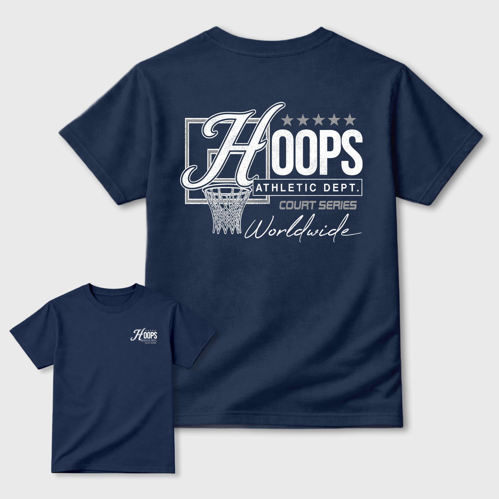 Hoops Graphic T-Shirt featuring original streetwear artwork designed to match the Air Jordan 13 Flint. Navy Graphic T-Shirt.