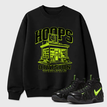 Sneaker match tees – Sneaker Tees To Match Air Foamposite Pro Black Shoes – Hoops Division Store Tee Black 1