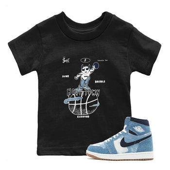 1s Denim shirts to match jordans Hoops Town sneaker match tees Air Jordan 1 Denim SNRT Sneaker Tees streetwear brand Baby and Youth Black 1 cotton tee