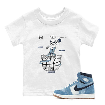 1s Denim shirts to match jordans Hoops Town sneaker match tees Air Jordan 1 Denim SNRT Sneaker Tees streetwear brand Baby and Youth White 1 cotton tee